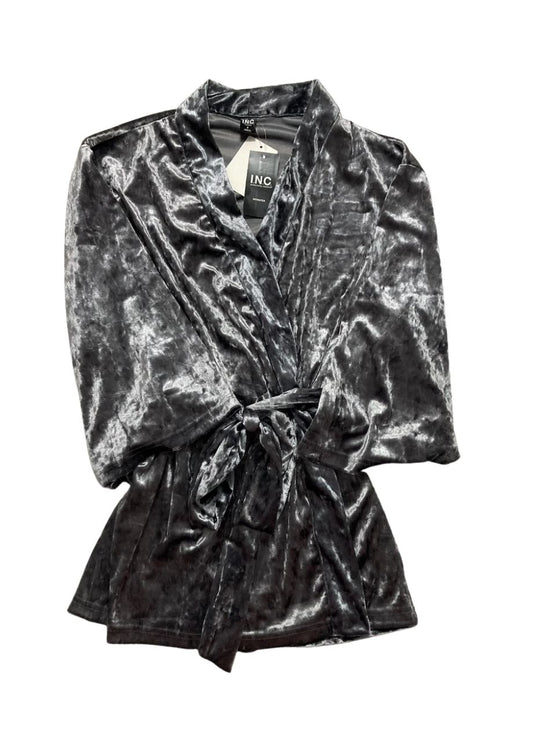 I.N.C Lace-Trim Knit Wrap Robe GRAY S