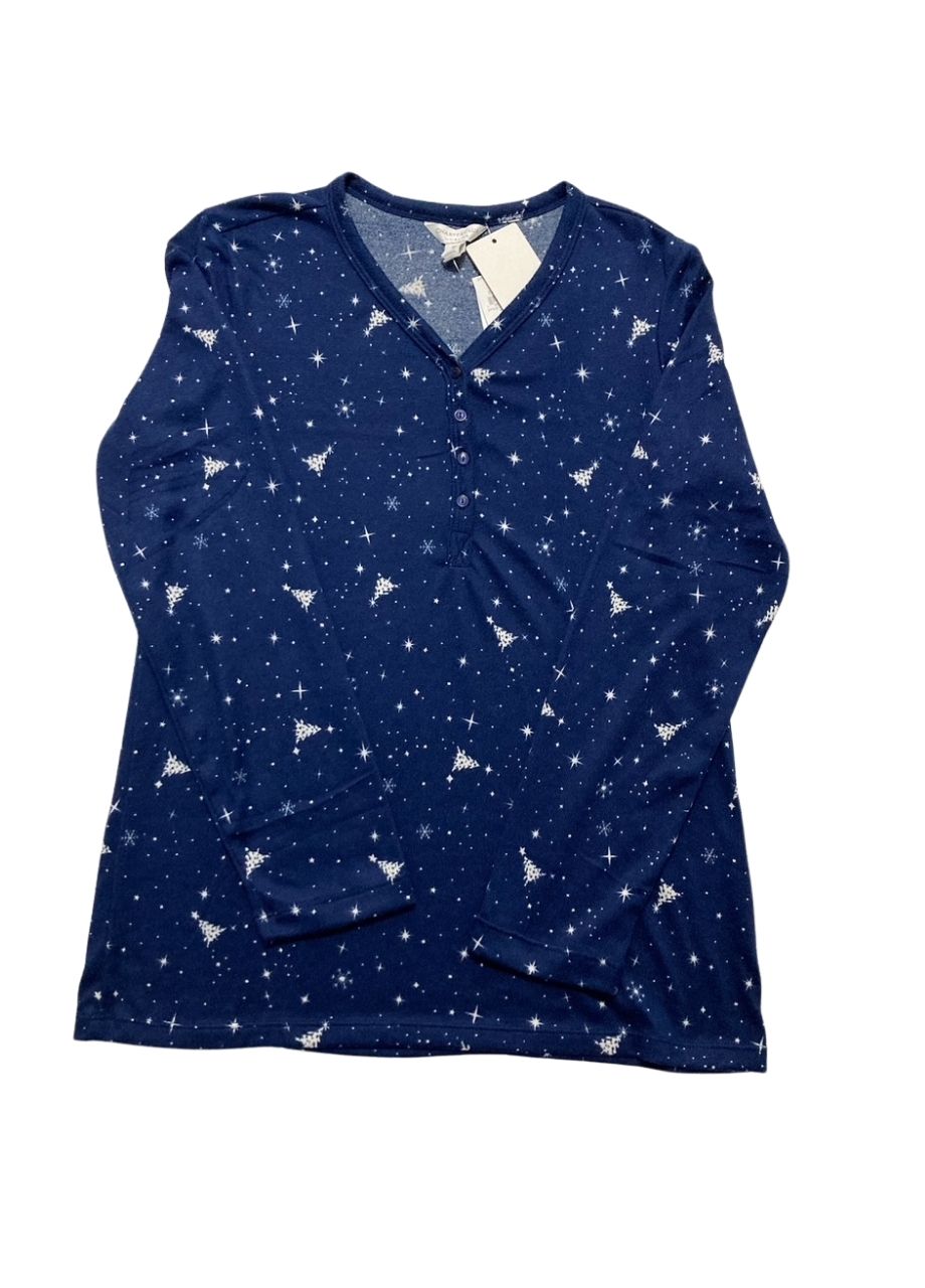 CHARTER CLUB Printed Packaged Pajama Top BLUE XS