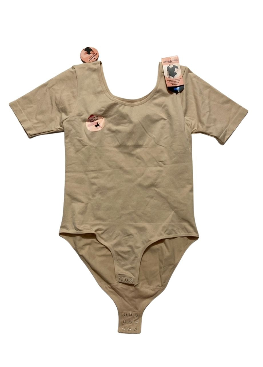 SHAPERMINT Essentials All Day Every Day Short Sleeve Bodysuit CHAI XL
