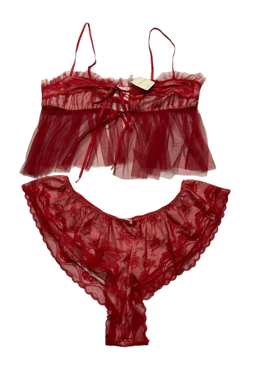 FREE PEOPLE Nightcall Boudoir Set RED XL