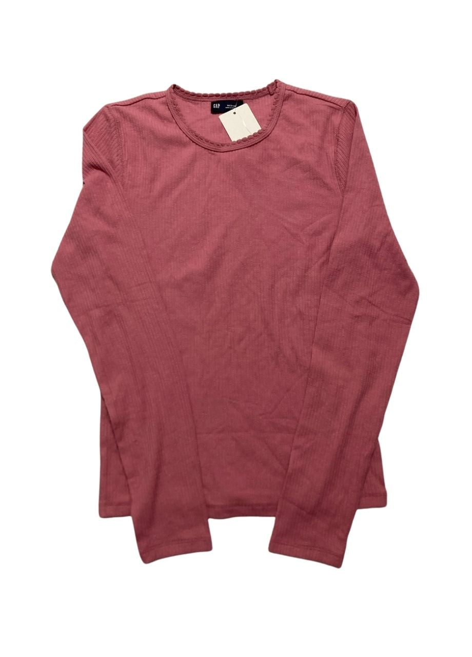 GAP Long-Sleeve Rib Pajama Top PINK M