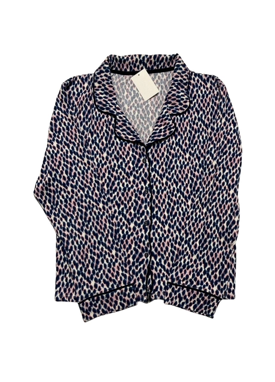ROUDELAIN 2-Piece Long Sleeve Top and Printed Pajama Set MULTICOLOR XL