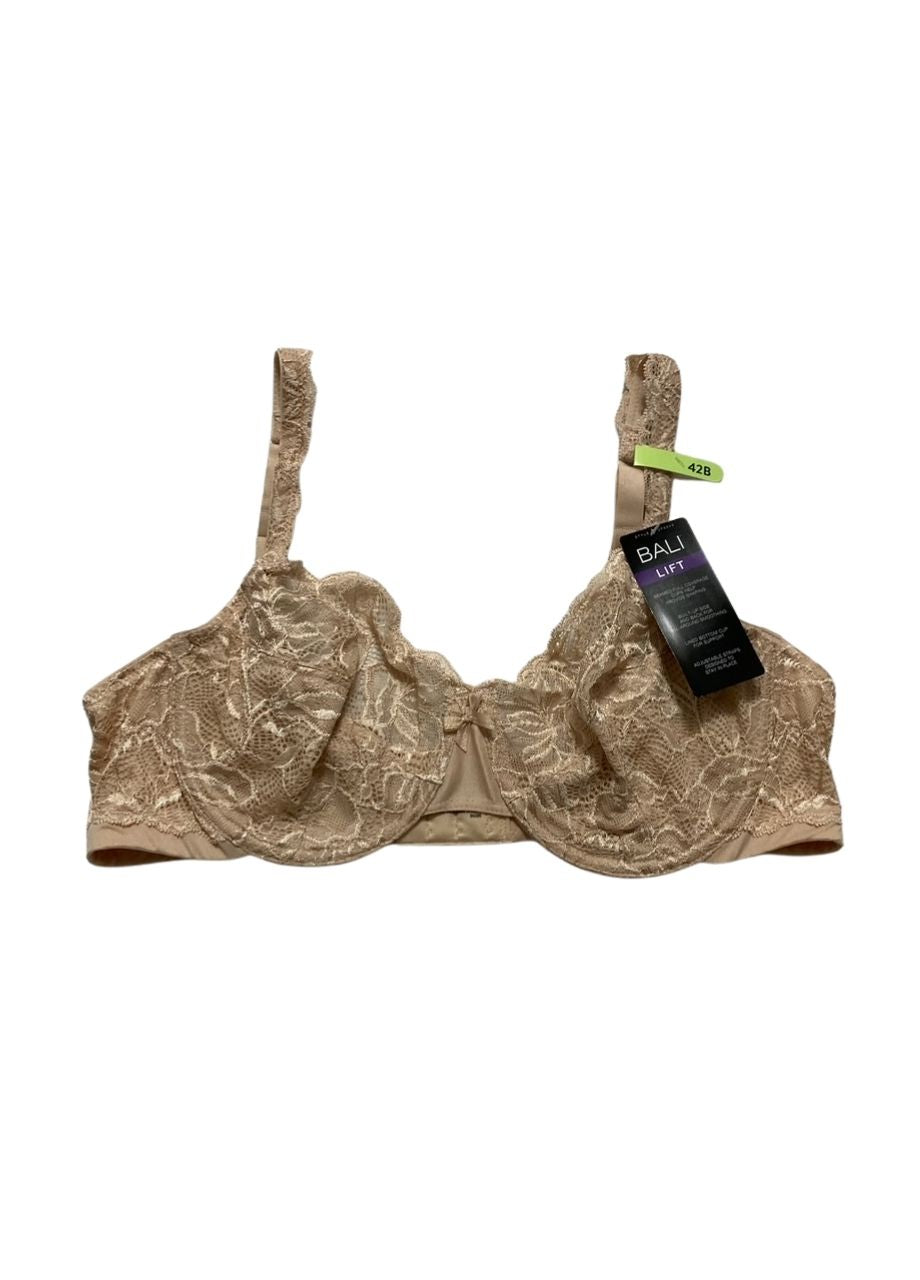 BALI Underwire Lace Bra, Lace Desire Sexy Plunging Bra CHAMPAGNE SHIMMER 42B