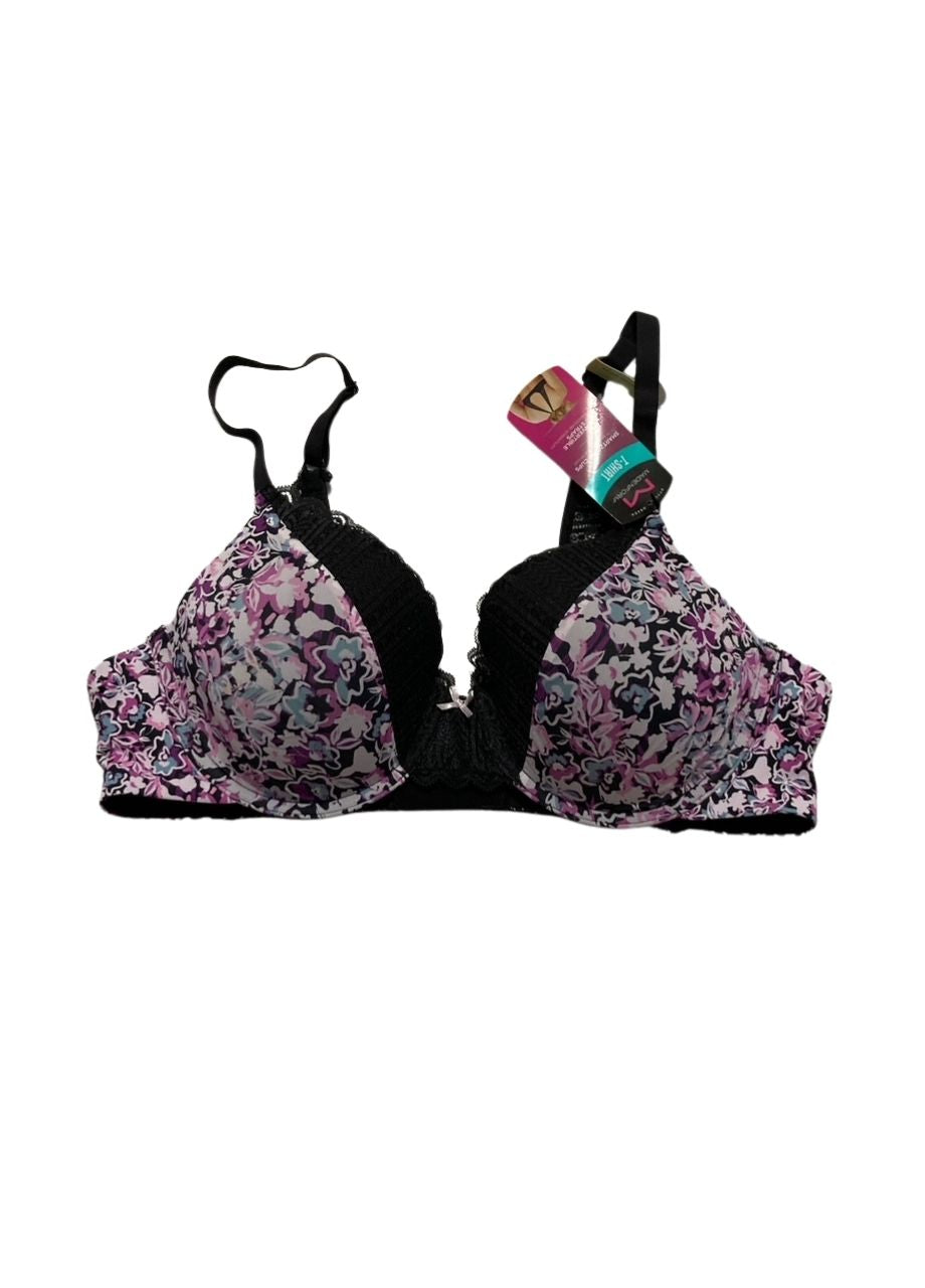 MAIDENFORM Comfort Devotion T-shirt Bra, Underwire Bra BLACK FLORAL 38B