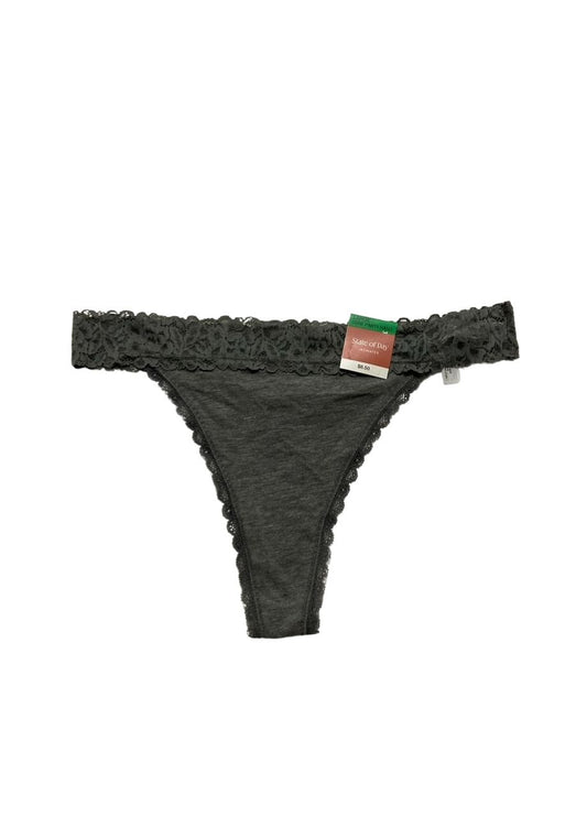 STATE OF DAY Cotton Blend Lace-Trim Thong Underwear GRAY L