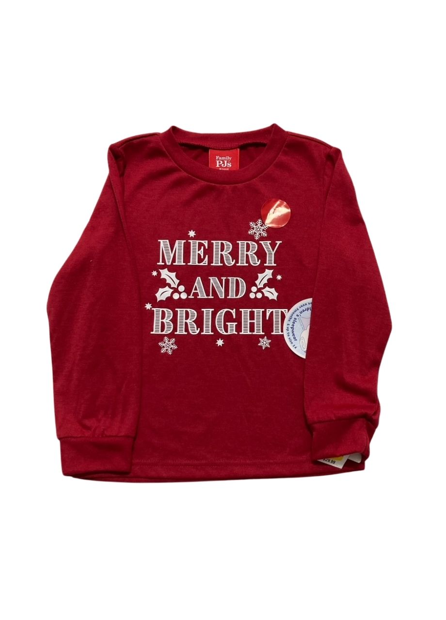 FAMILY PJS Toddler, Little & Big Kids Top Merry & Bright RED XS