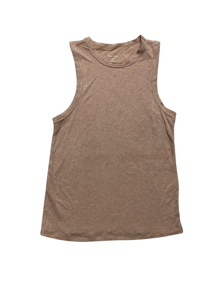 STATE OF DAY Cotton Stretch Crew Neck pajama top BROWN XS