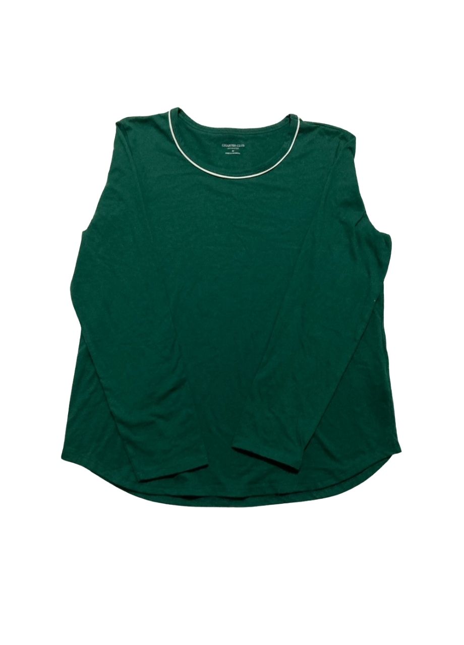CHARTER CLUB Long-sleeve Jersey Pajama Top GREEN M