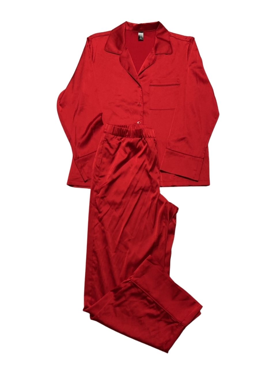I.N.C Notch Collar Pajama Set RED M