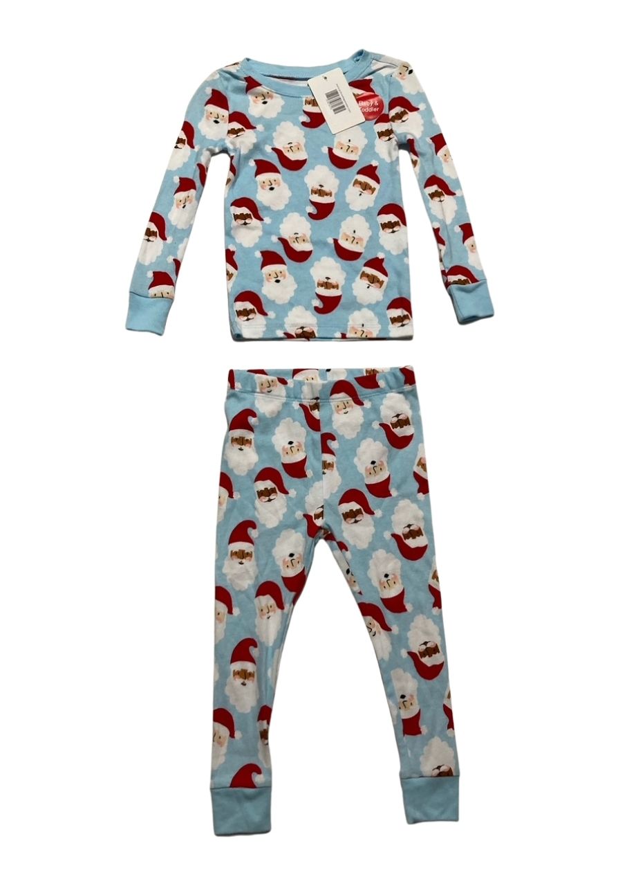 HOLIDAY LANE Little & Big Kids Santa Cotton Snug Fit Pajama set LIGHT BLUE 2T