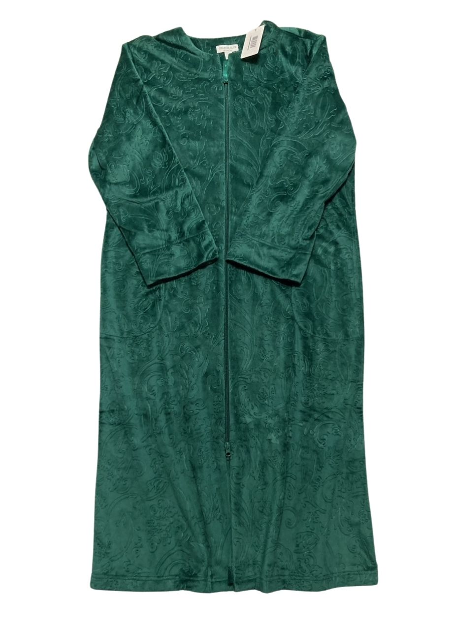 CHARTER CLUB Green Embossed Velour Zip-front Robe GREEN S