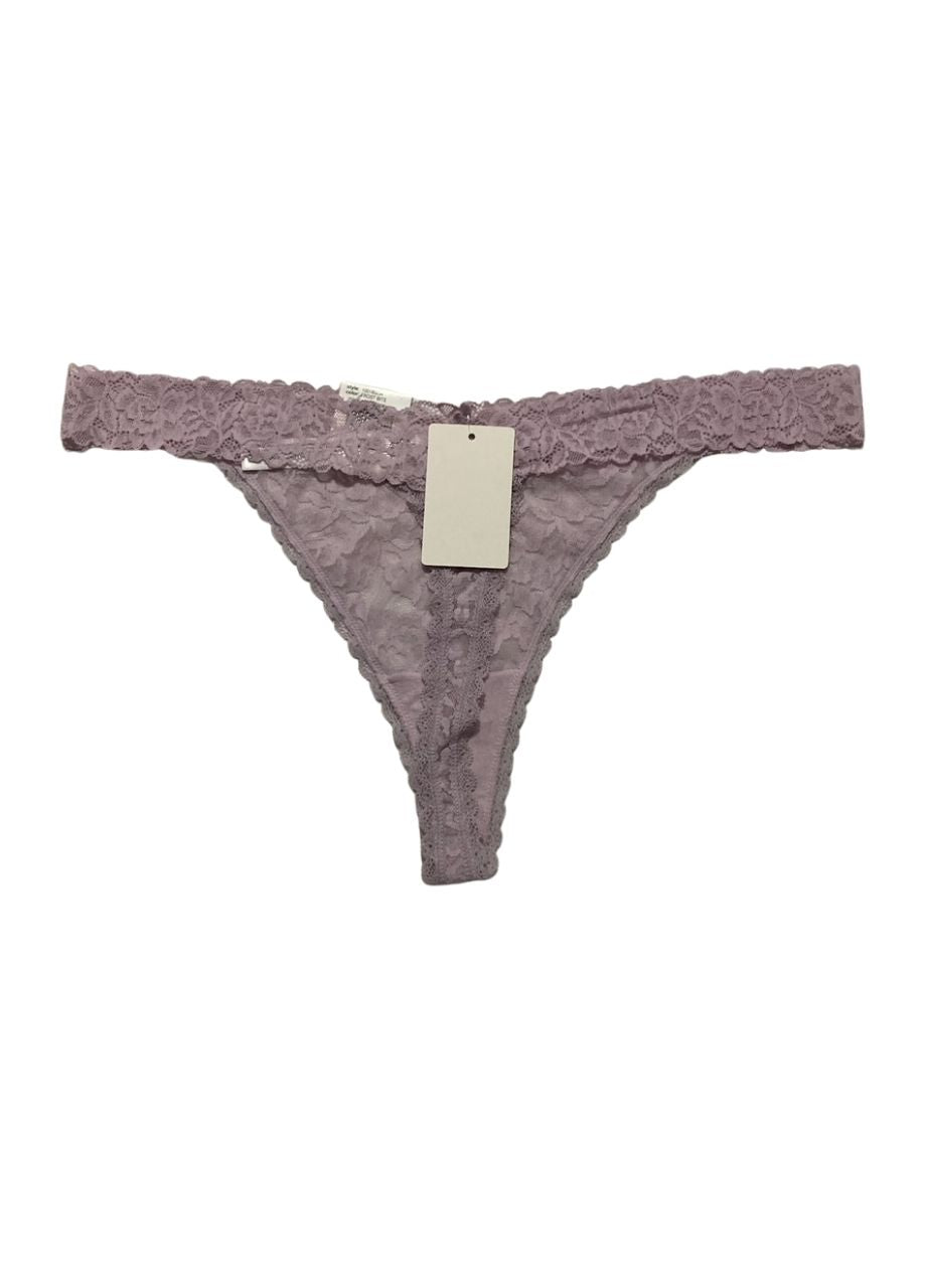 STATE OF DAY Cotton Blend Lace-Trim Thong Underwear PURPLE XL