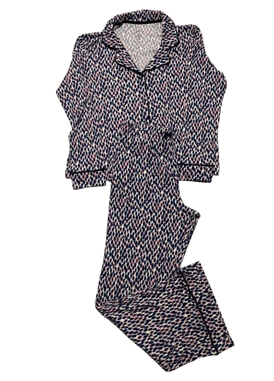 ROUDELAIN 2-Piece Long Sleeve Top and Printed Pajama Set MULTICOLOR M