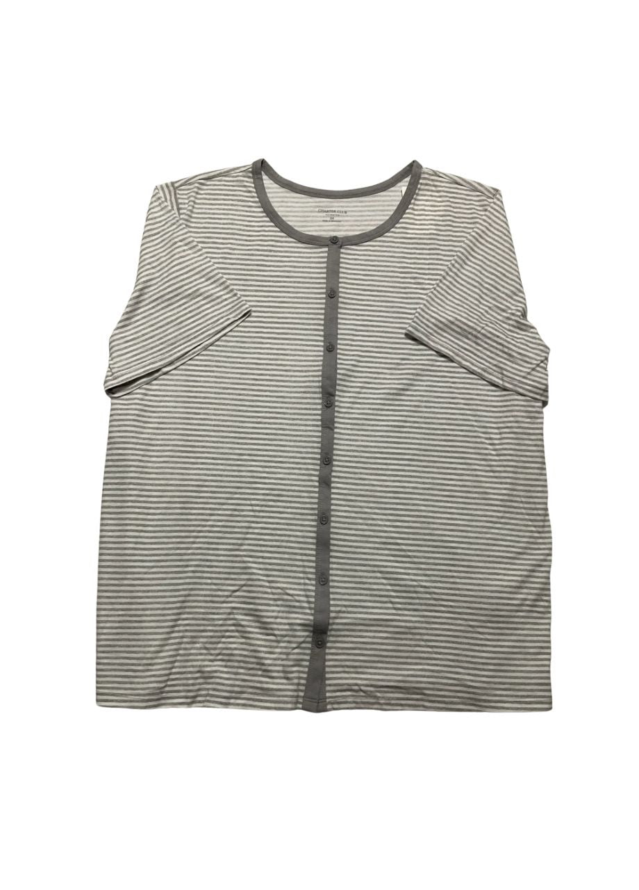 CHARTER CLUB Striped Cotton Sleepwear Pajama top GRAY 2X
