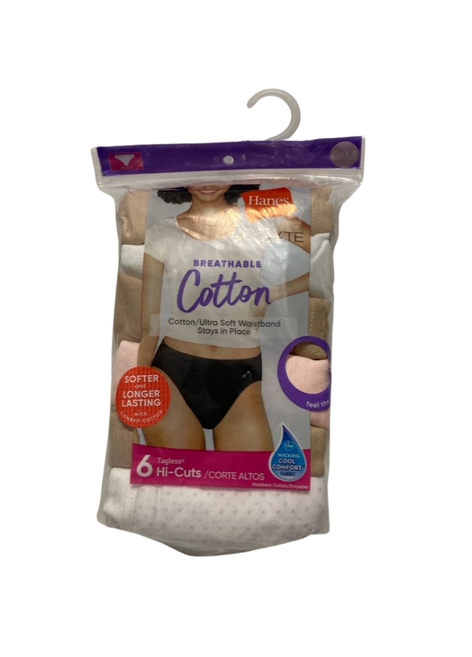 HANES Brief Panties Pack, Classic Cotton Brief Underwear, 6-pack ASSORTED 6