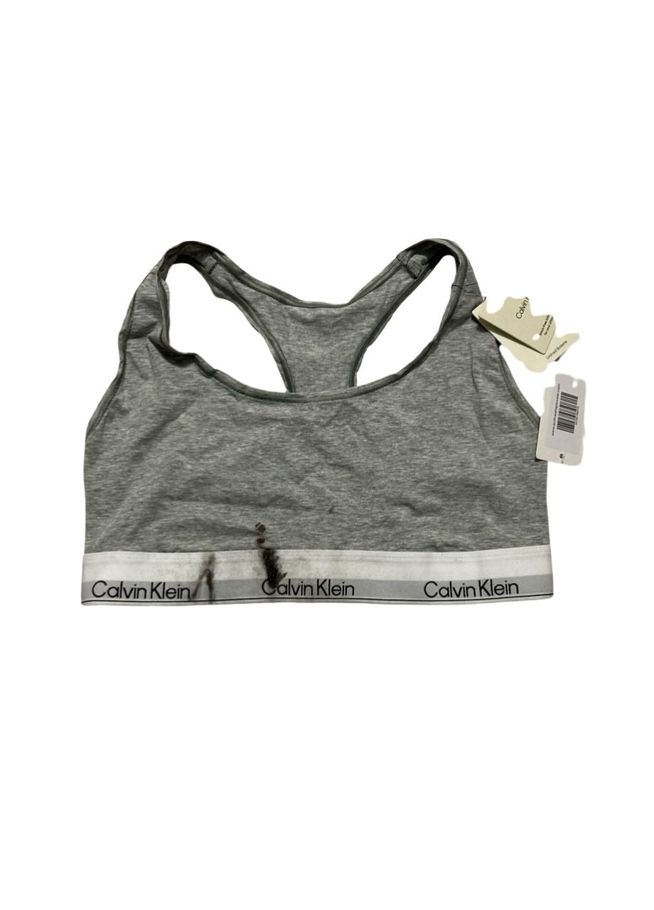 NWD CALVIN KLEIN Icon Cotton Modal Unlined Bralette GREY HEATHER L