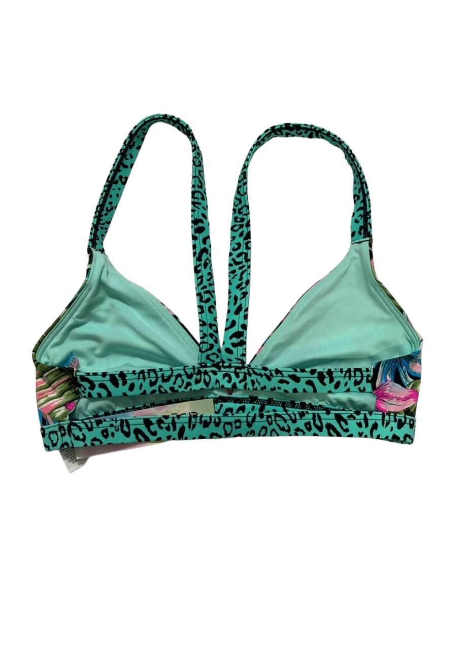 SUNDAZED Floral Print Contrast Trim Swim Top Separates MULTICOLOR XS