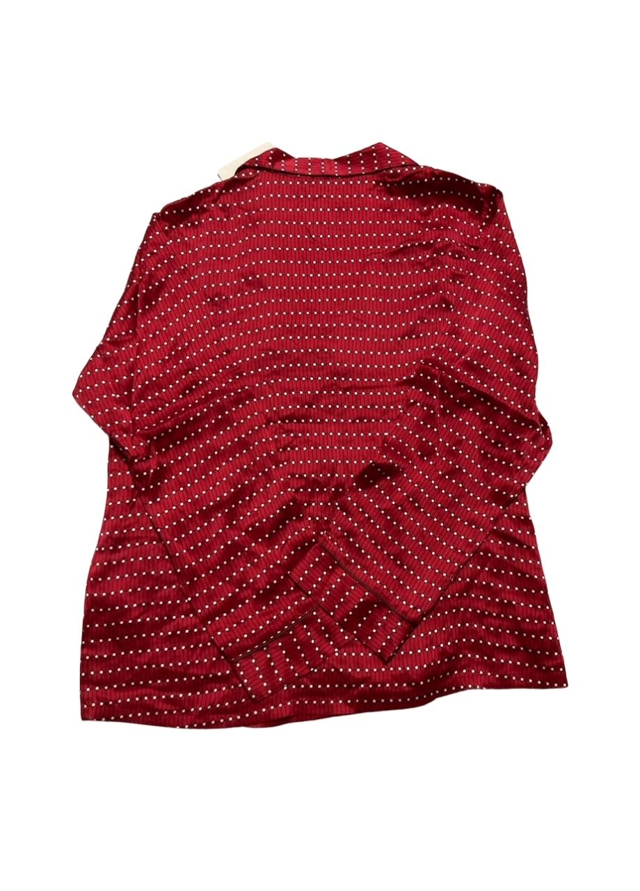 EBERJEY Printed Washable Silk Long Pajama Top RED S