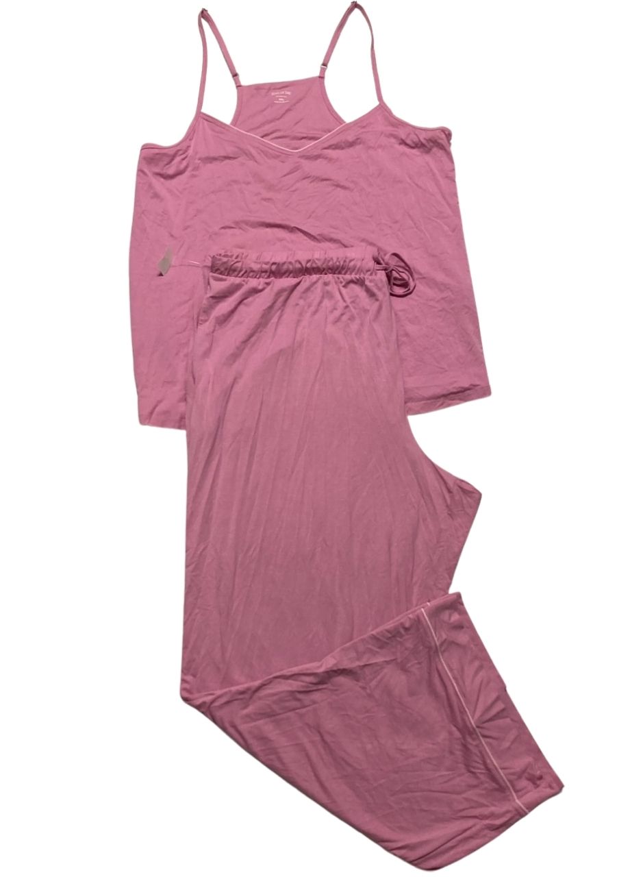 STATE OF DAY Ribbed Tank & Foldover Pants Pajama Set THULIAN PINK 2XL
