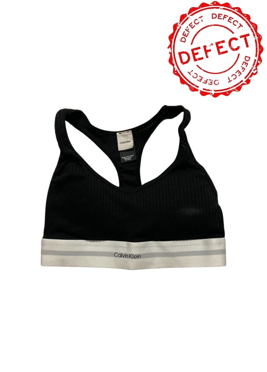 NWD CALVIN KLEIN Modern Cotton-Bralette Sports Bra BLACK S