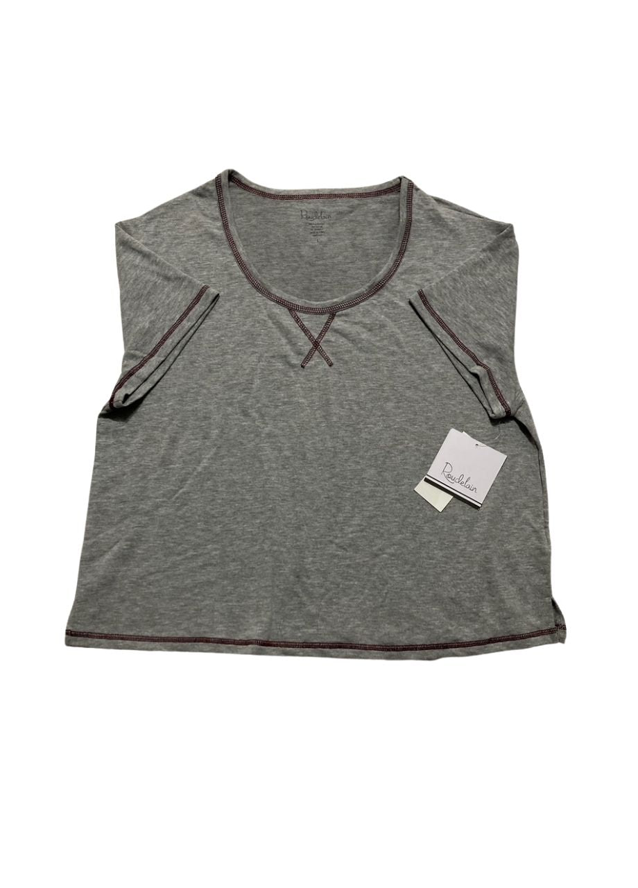 ROUDELAIN Pajama Set Solid Color Short Sleeve Shirt GRAY L