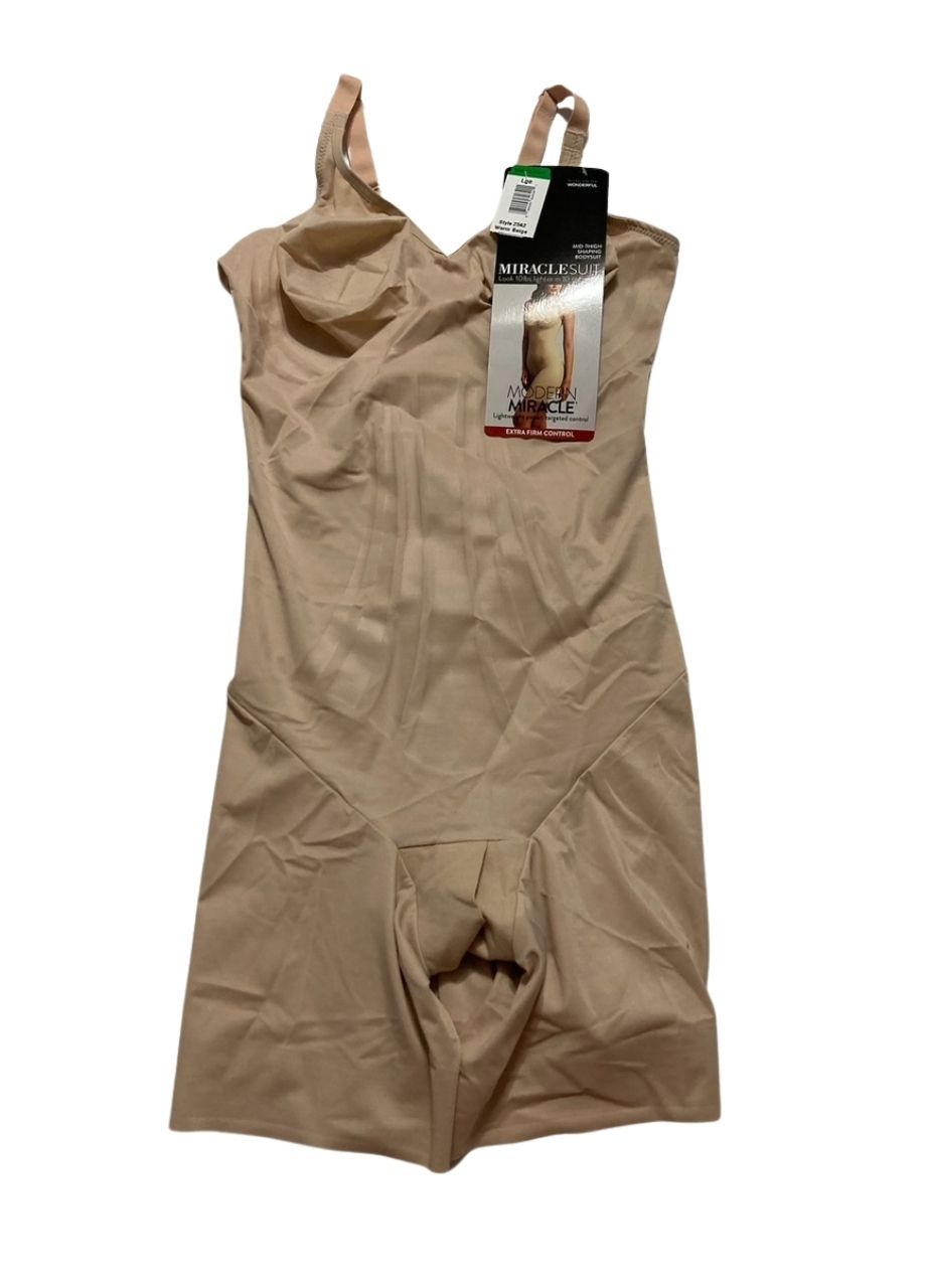 MIRACLESUIT Modern Miracle Thigh Slimmer Bodysuit WARM BEIGE L