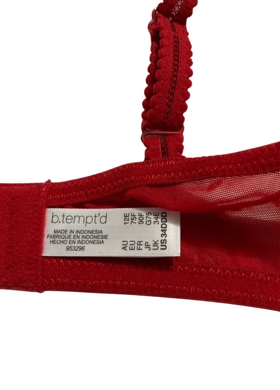 B.TEMPT´D Lace Demi Contour Underwire Bra RED 34DDD