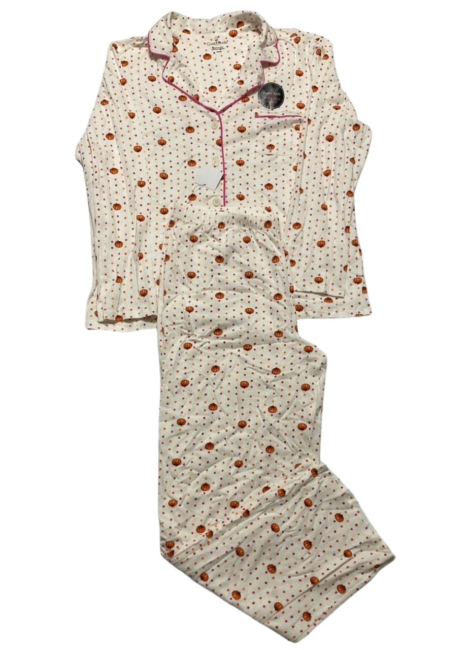 CUDDL DUDS Long Sleeve Notch Collar Top and Long Pants Pajama Set IVORY M