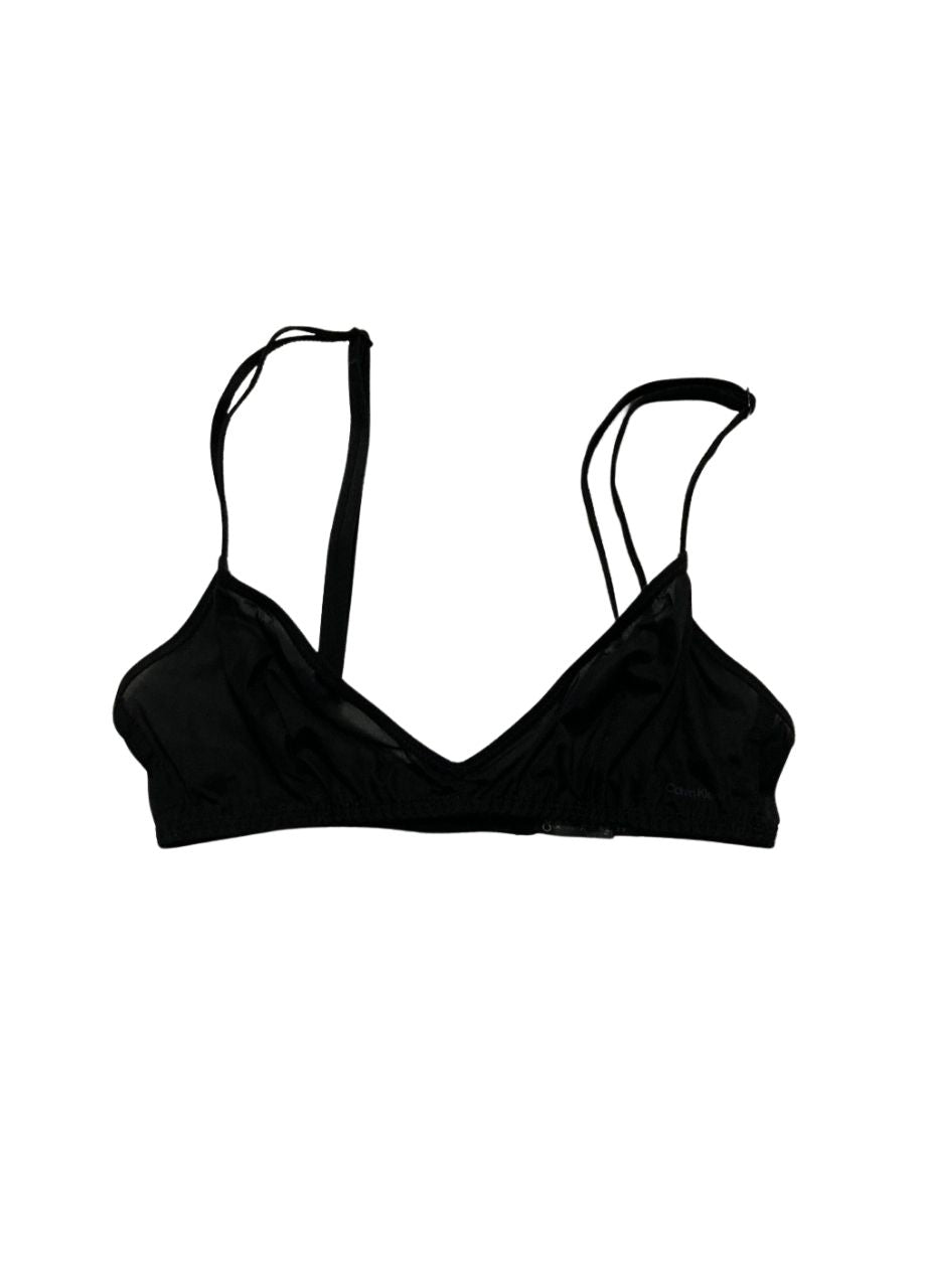 CALVIN KLEIN Sheer Marquisette Unlined Triangle Bra BLACK XS