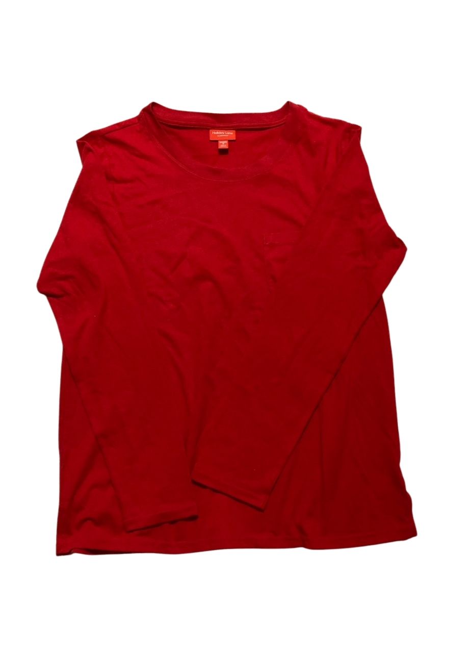 HOLIDAY LANE Merry Plaid Crew Neck Matching Family Pajama Top RED M