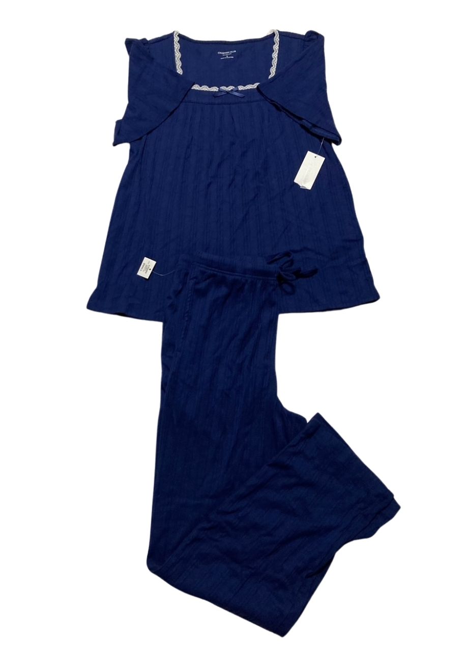 CHARTER CLUB Short-Sleeve Pointelle Knit Pajama Set MEDIEVAL BLUE S