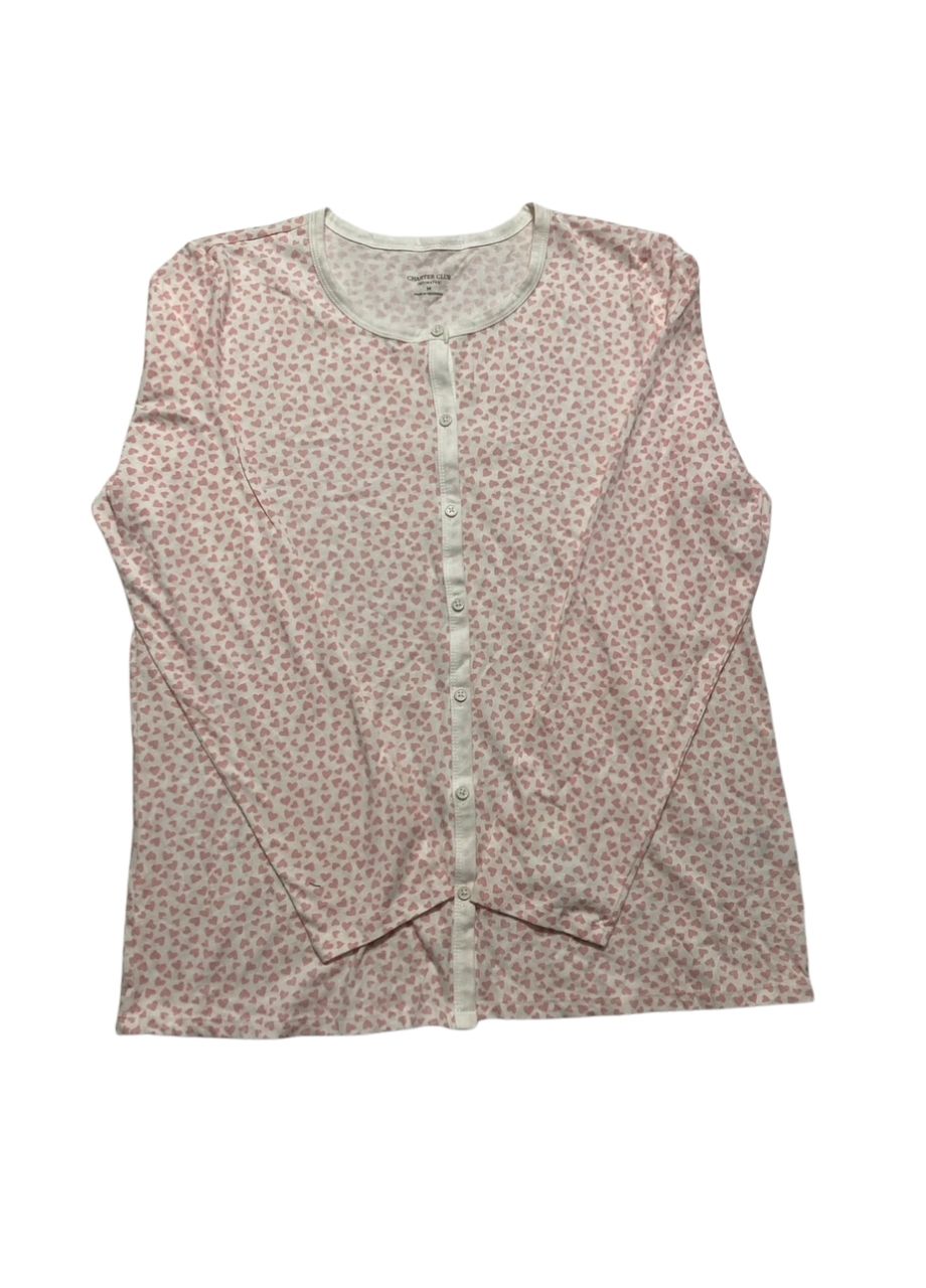CHARTER CLUB Cotton Printed Cropped Pajama Top SWEET HEARTS M