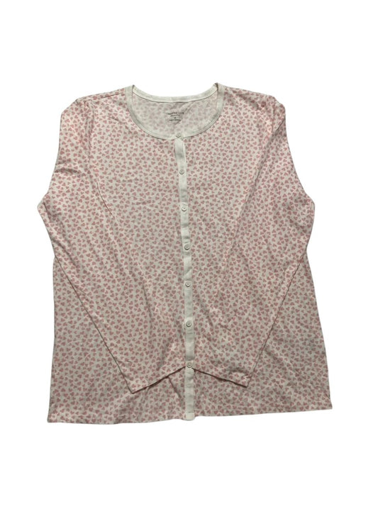 CHARTER CLUB Cotton Printed Cropped Pajama Top SWEET HEARTS M