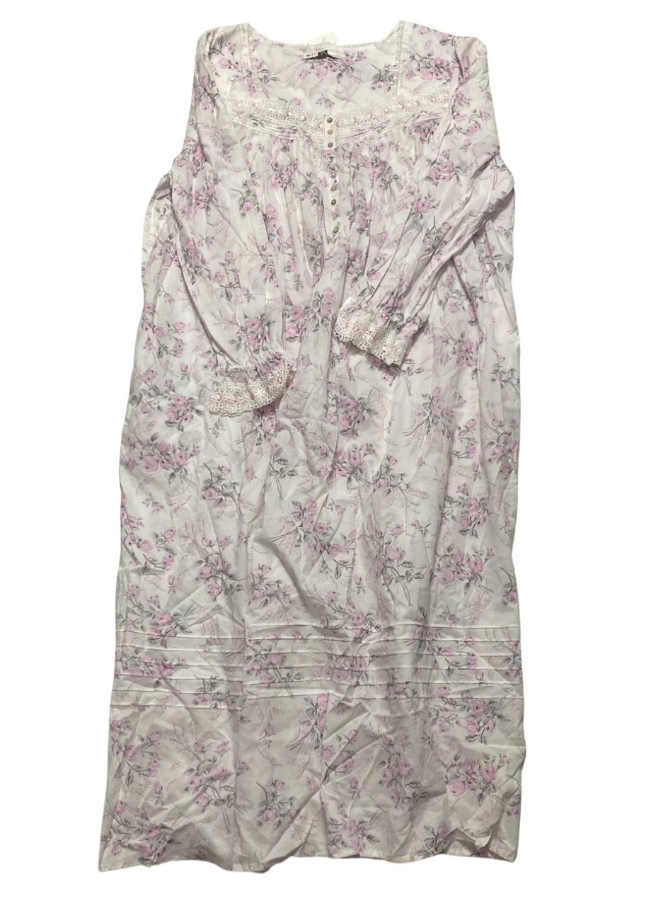 EILEEN WEST Cotton Woven Long Sleeve Ballet Nightgown WHITE XL