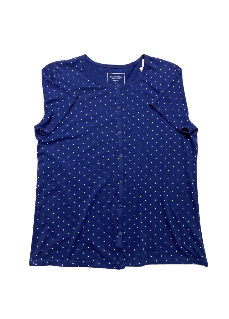 CHARTER CLUB Cotton Printed Cropped Pajama Top POLKA DOTS S