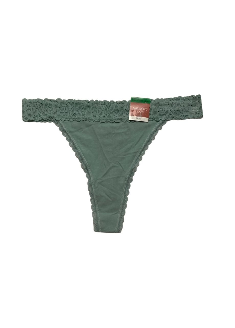 STATE OF DAY Lace Thong Underwear GREEN L