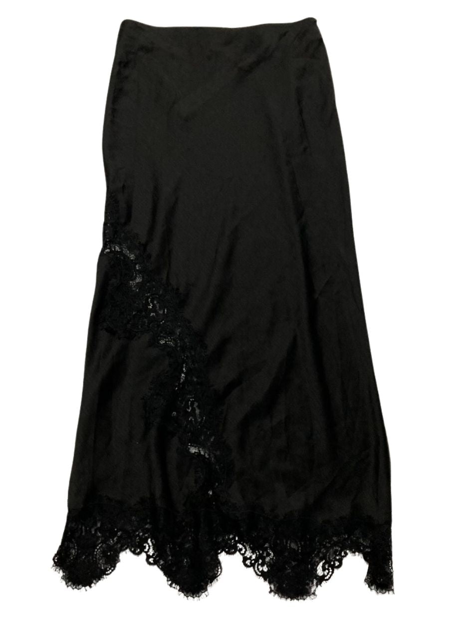 AQUA Lace Inset Slip Skirt BLACK XS