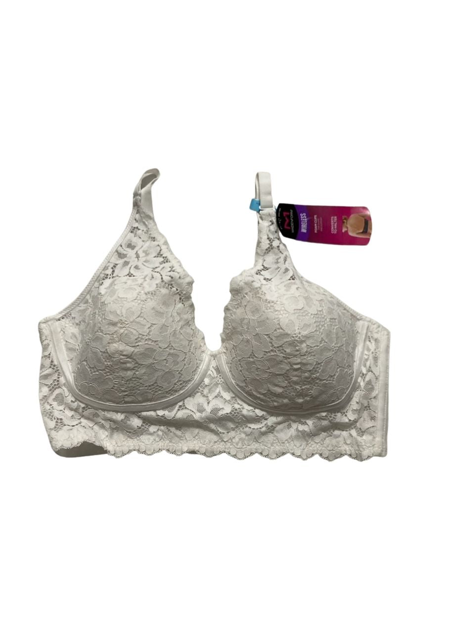 MAIDENFORM Lace Bralette, Padded Longline Bralette WHITE 36C