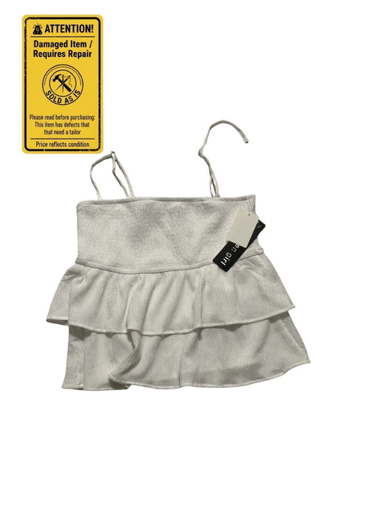 NWD MADDEN GIRL Ruffle Babydoll Top WHITE L