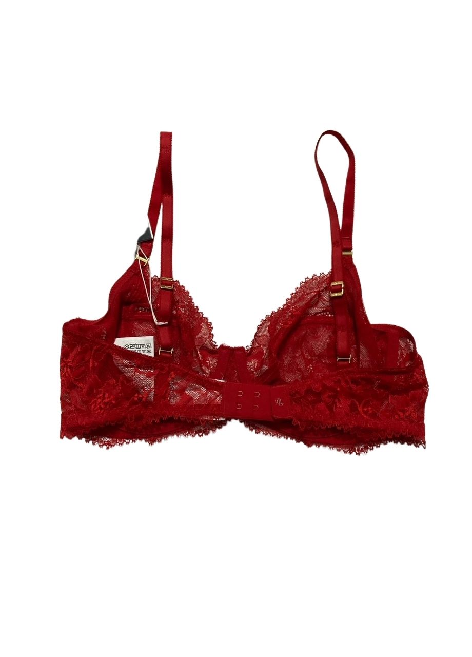 RALPH LAUREN Unlined Lace Full Coverage Bra RED 34C