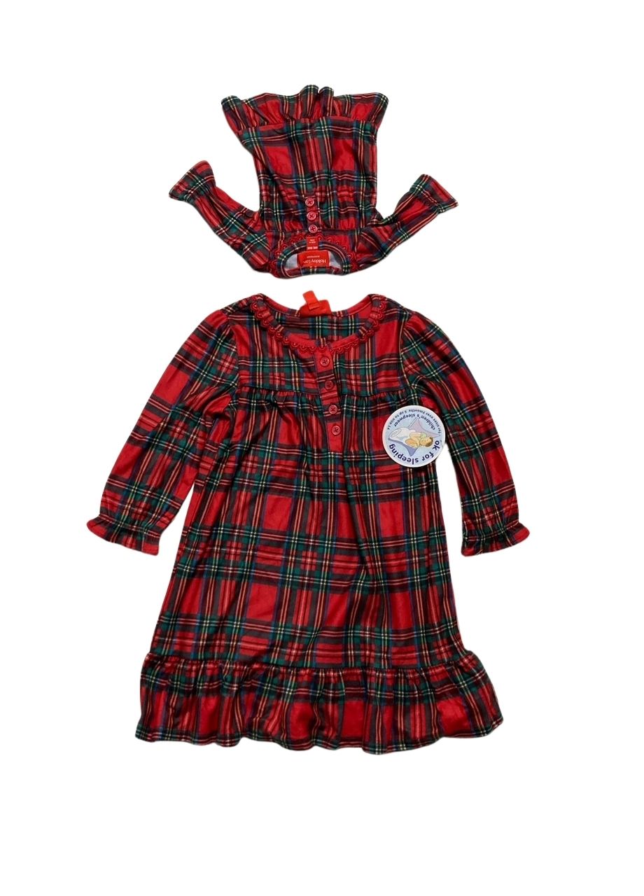 HOLIDAY LANE 2 Pieces Brinkley Plaid Nightgown with Doll Dress RED S
