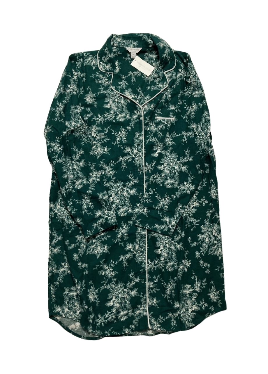 CHARTER CLUB Cotton Flannel Printed Long Sleeve Sleepshirt GREEN M