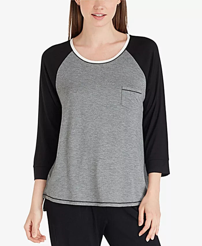 Layla Raglan-Sleeve Pajama Top Grey XL
