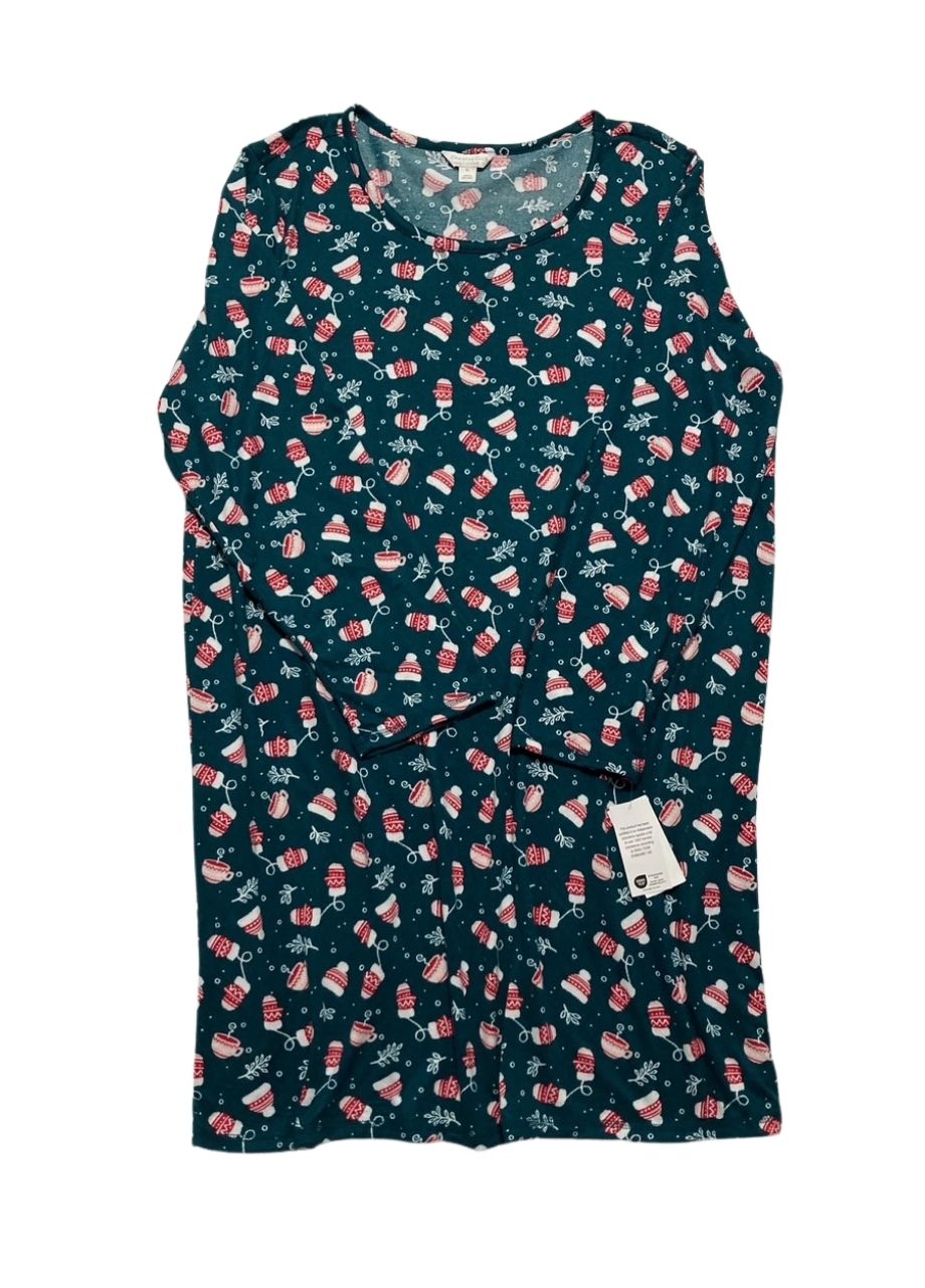 CHARTER CLUB Printed Long-Sleeve Sleepshirt WARM HOLIDAY XL