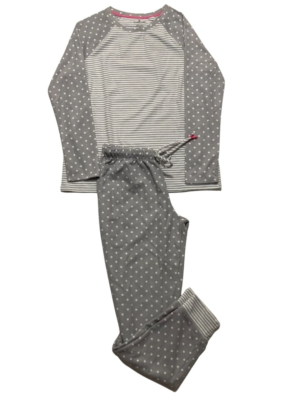 CUDDL DUDS Brushed Mini Waffle Thermal Long Sleeve with Jogger Pajama Set GRAY S