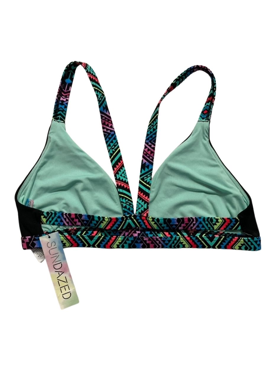 SUNDAZED Geo-Print Gia Strappy Bikini Top BLACK XL