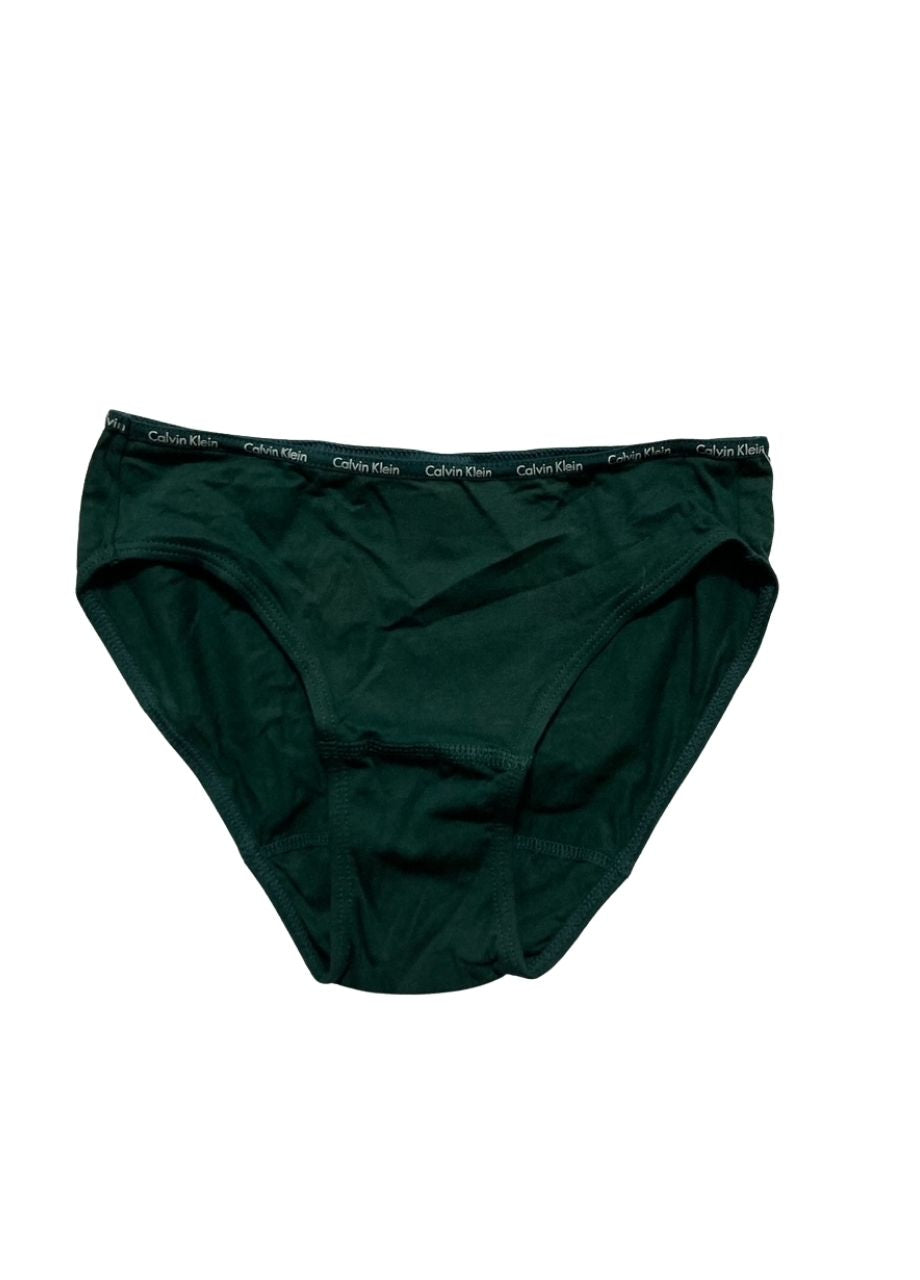 CALVIN KLEIN Cotton Stretch Logo Bikini Pantie GREEN XS