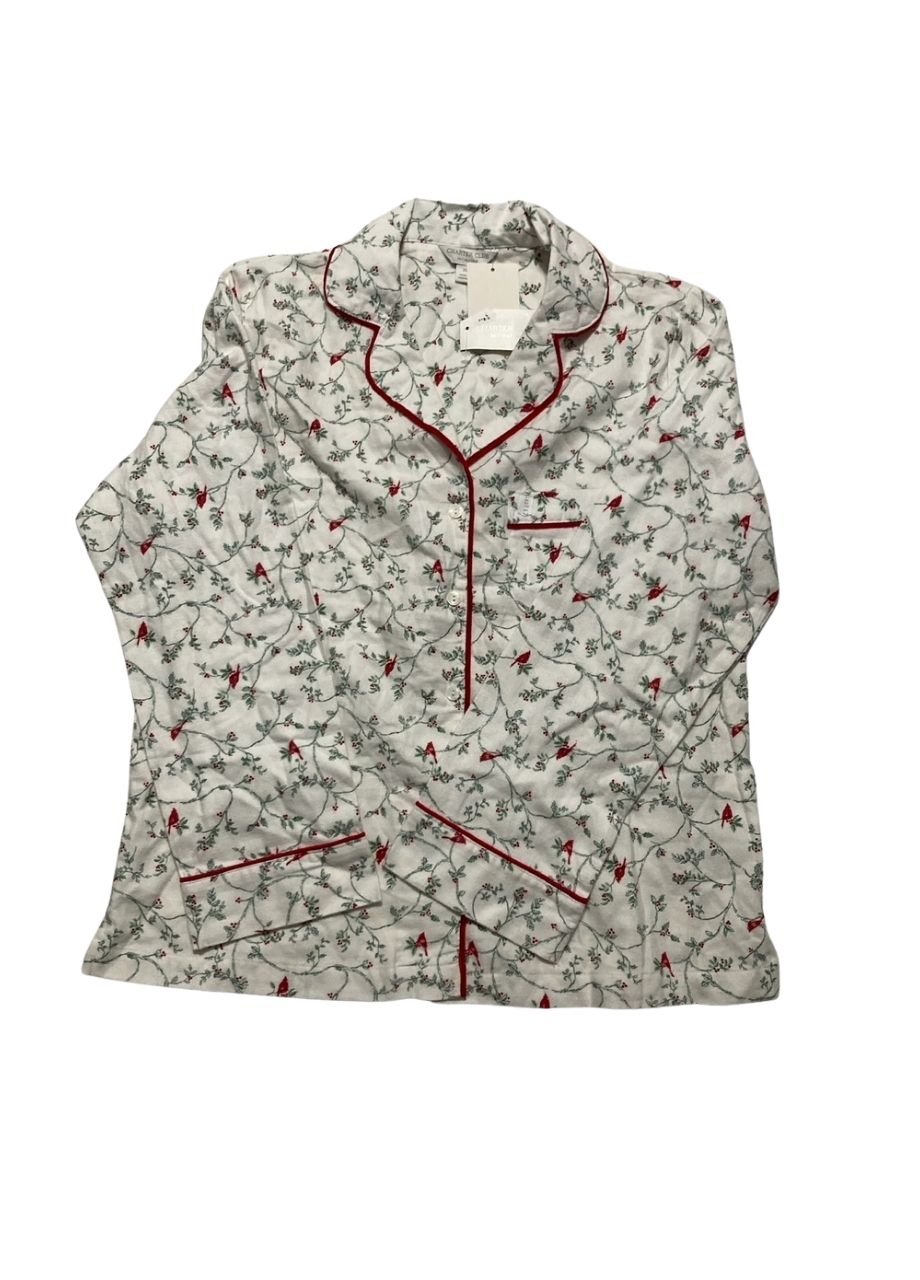 CHARTER CLUB Cotton Pajama Top DELICATE CARDENAL XS