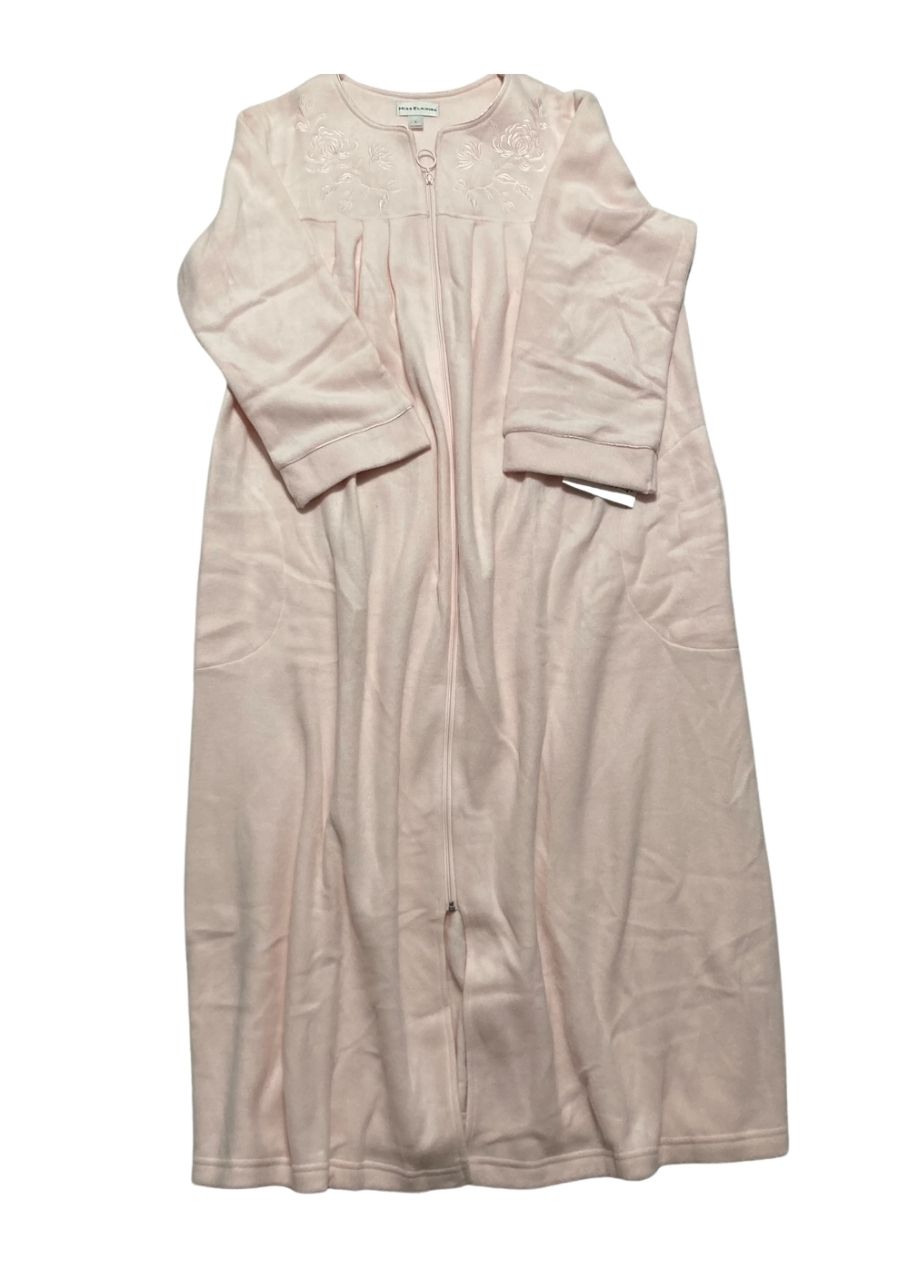 MISS ELAINE Long Robe with Pockets and Zipper PINK L
