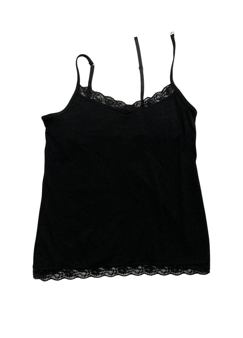 NWD CHARTER CLUB Lace-Trim Shelf-Bra Tank Top BLACK M